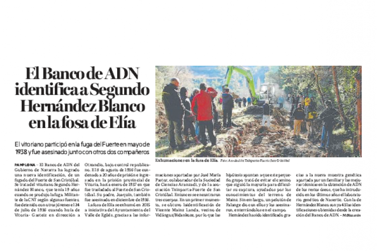 Fotografía del pantallazo de la noticia en la edición impresa del Diario de Noticias