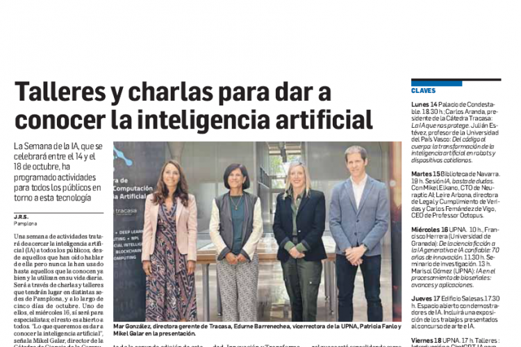 Fotografía del pantallazo de la noticia en la edición impresa del Diario de Navarra