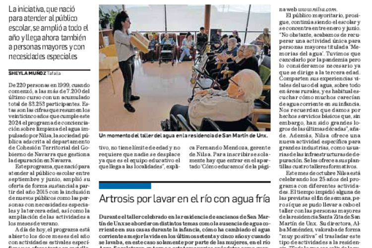Fotografía del pantallazo de la noticia en la edición impresa de Diario de Navarra