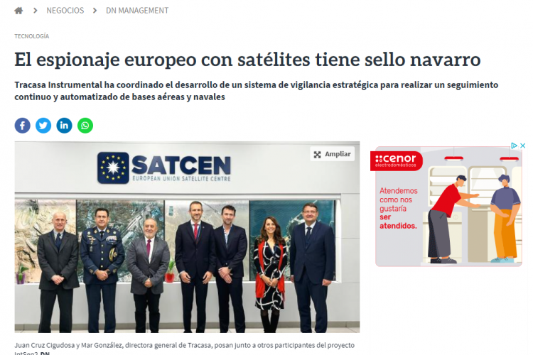 Fotografía del pantallazo de la noticia en la edición impresa de Diario de Navarra