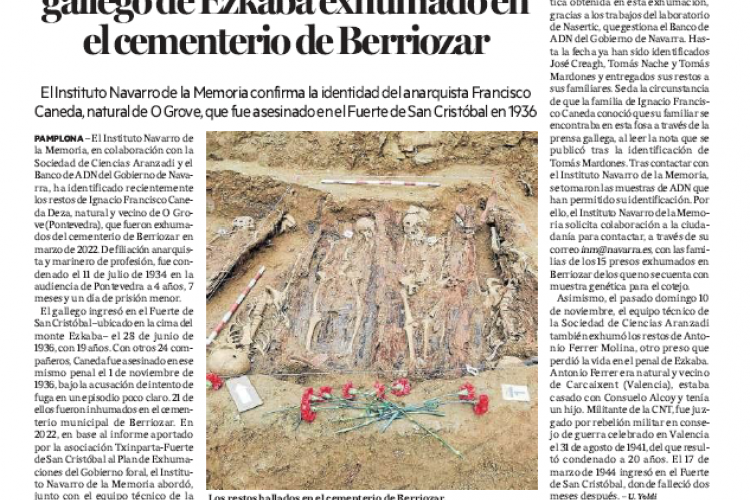 Fotografía del pantallazo de la noticia en la edición impresa de Diario de Noticias