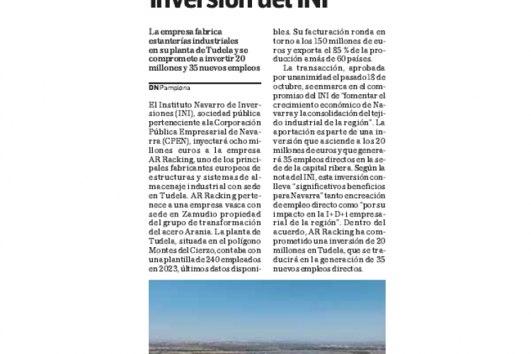Fotografía del pantallazo de la noticia en la edición impresa de Diario de Navarra