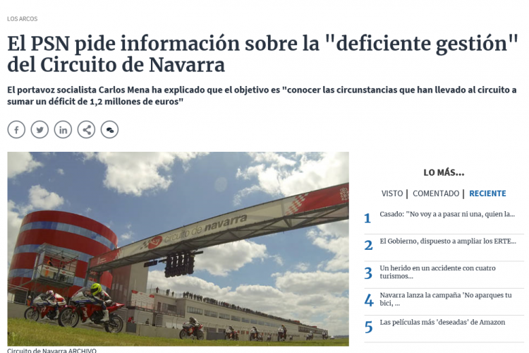 Noticia en edición digital