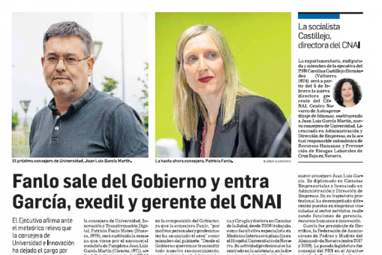 Fotografía del pantallazo de la noticia en la edición impresa de Diario de Navarra