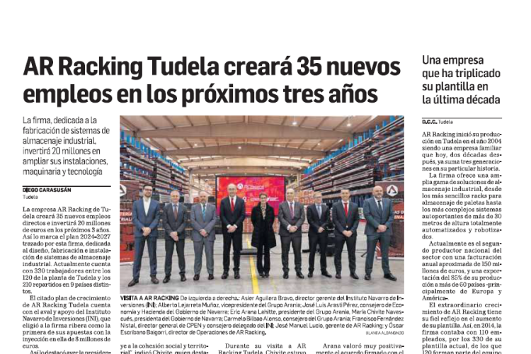 Fotografía del pantallazo de la noticia en la edición impresa de Diario de Navarra