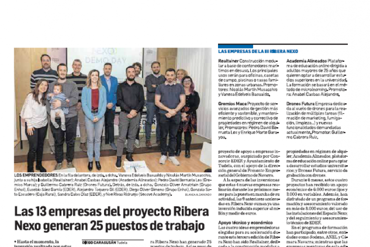 Fotografía del pantallazo de la noticia en la edición impresa del Diario de Navarra