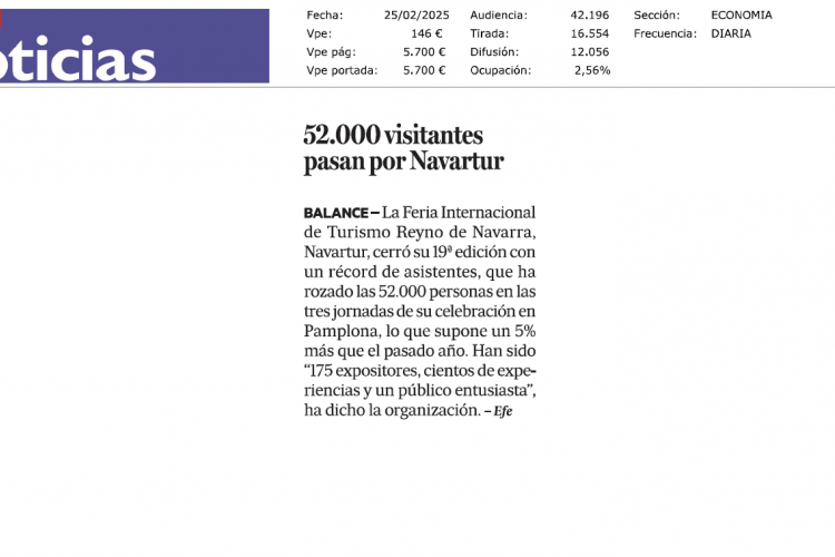 Fotografía del pantallazo de la noticia en la edición impresa del Diario de Noticias