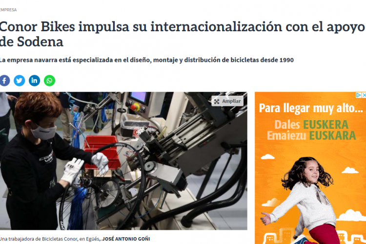 Fotografía del pantallazo de la noticia en la edición online de Diario de Navarra