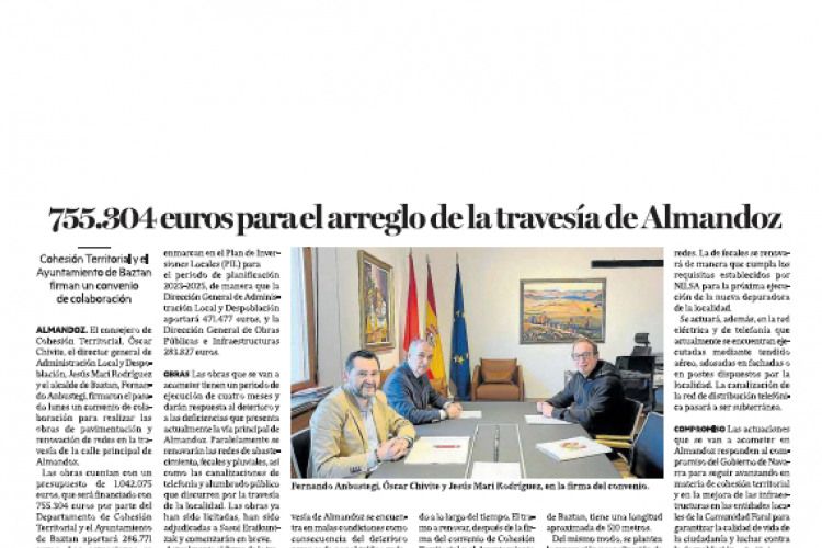 Fotografía del pantallazo de la noticia en la edición impresa del Diario de Noticias 