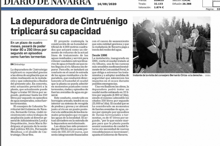 Noticia en la edición impresa del Diario de Navarra