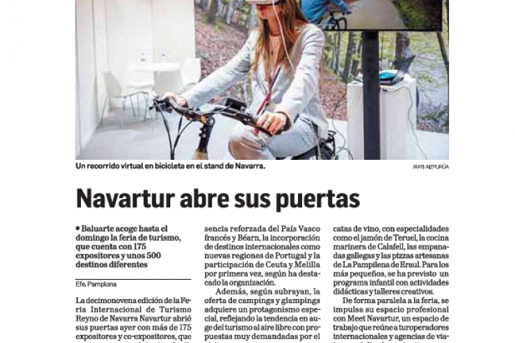 Fotografía del pantallazo de la noticia en la edición impresa del Diario de Navarra
