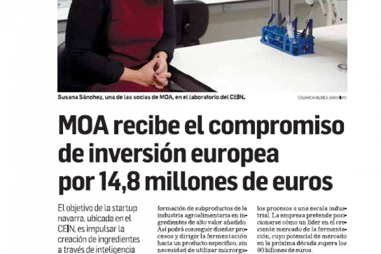 Fotografía del pantallazo de la noticia en la edición impresa del Diario de Navarra