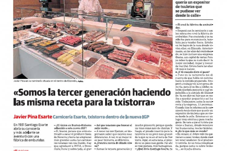 Fotografía del pantallazo de la noticia en la edición impresa del Diario Vasco
