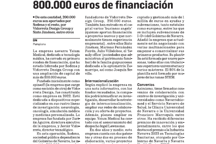 Fotografía del pantallazo de la noticia en la edición impresa del Diario de Navarra