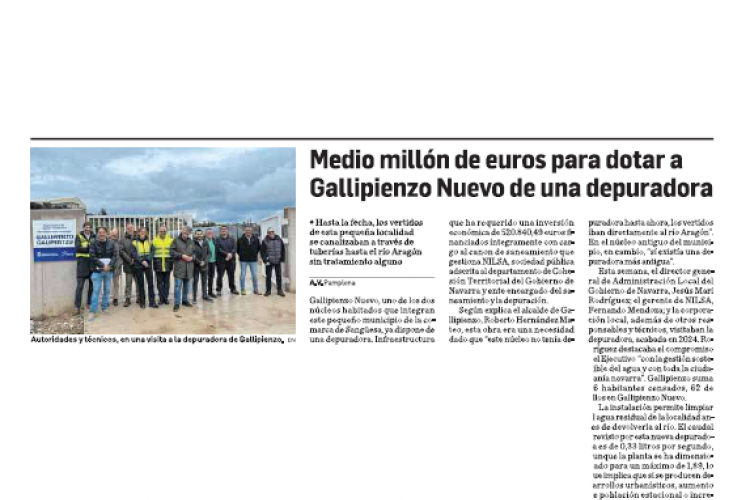 Fotografía del pantallazo de la noticia en la edición impresa del Diario de Navarra