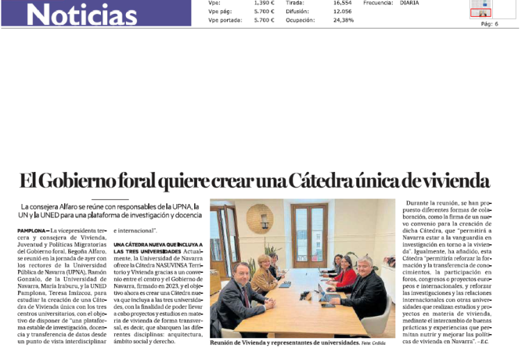 Fotografía del pantallazo de la noticia en la edición impresa del Diario de Noticias 