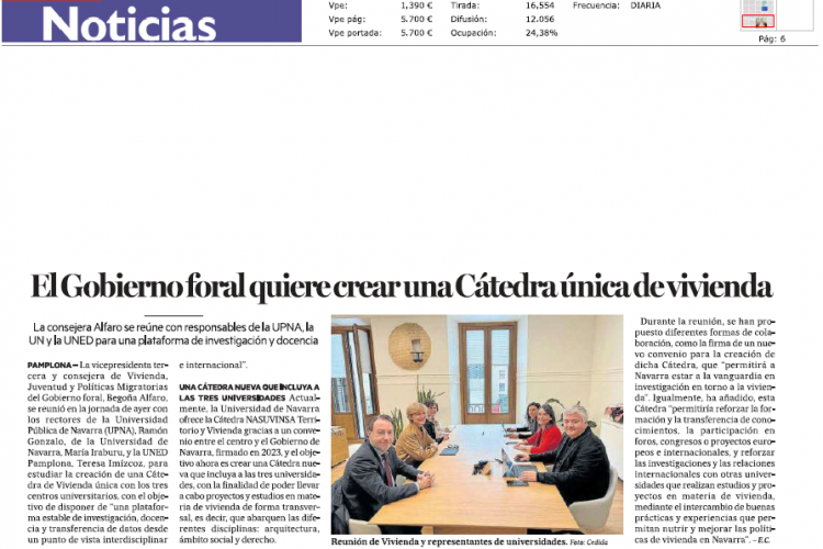 Fotografía del pantallazo de la noticia en la edición impresa del Diario de Noticias 