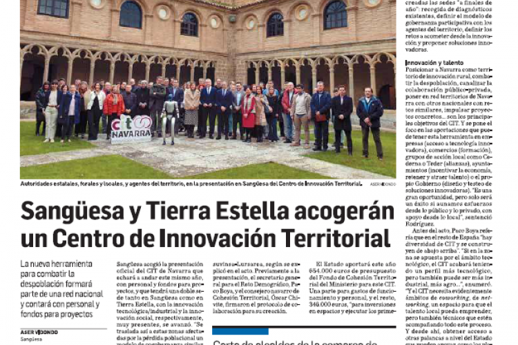 Fotografía del pantallazo de la noticia en la edición impresa de Diario de Navarra