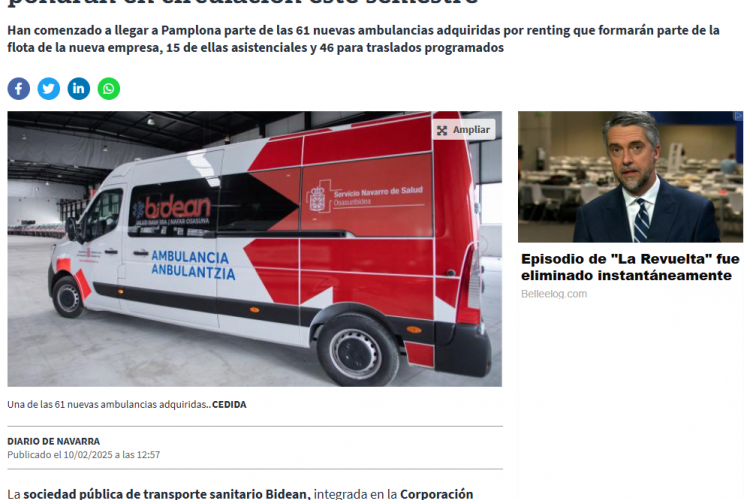 Fotografía del pantallazo de la noticia en la edición online de Diario de Navarra