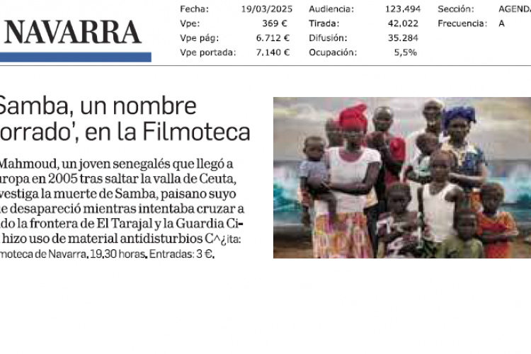 Fotografía del pantallazo de la noticia en la edición impresa de Diario de Navarra