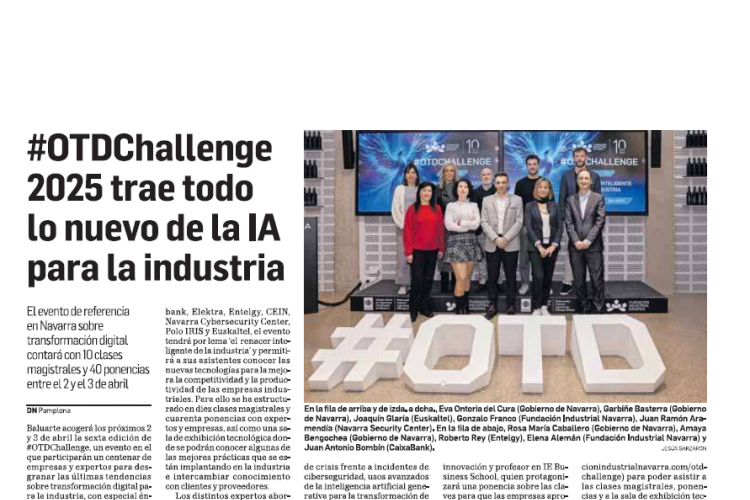 Fotografía del pantallazo de la noticia en la edición impresa de Diario de Navarra