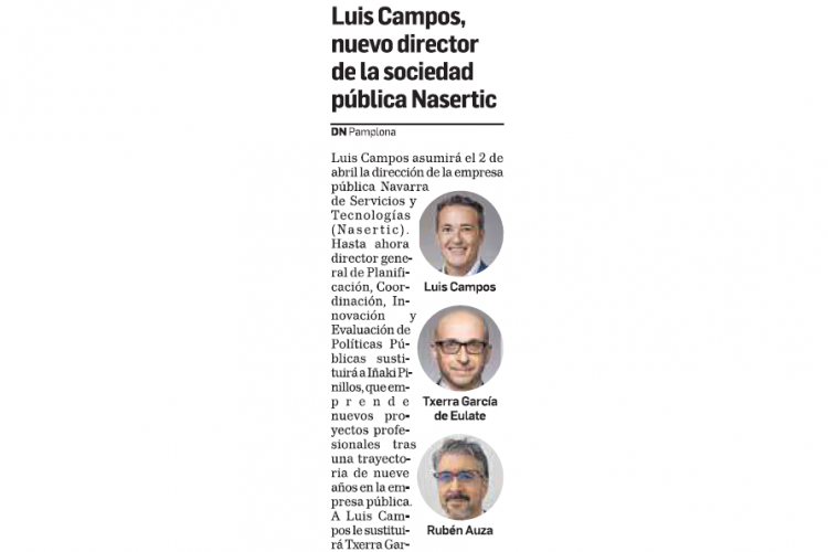 Fotografía del pantallazo de la noticia en la edición impresa de Diario de Navarra