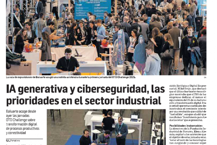 Fotografía del pantallazo de la noticia en la edición impresa de Diario de Navarra