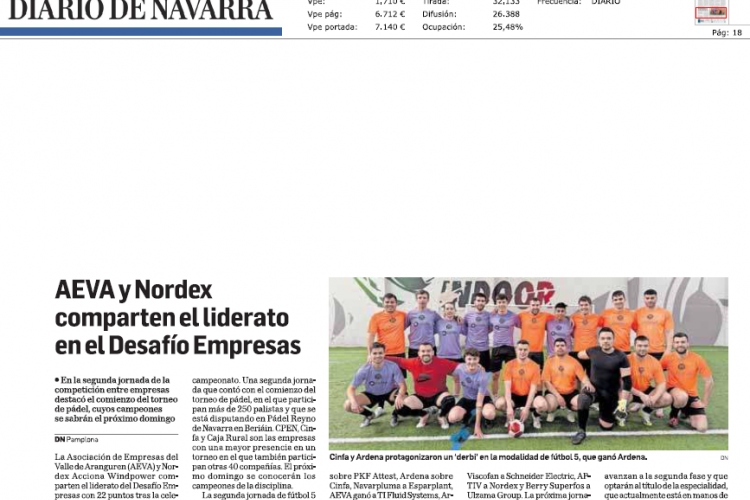Fotografía del pantallazo de la noticia en la edición impresa de Diario de Navarra
