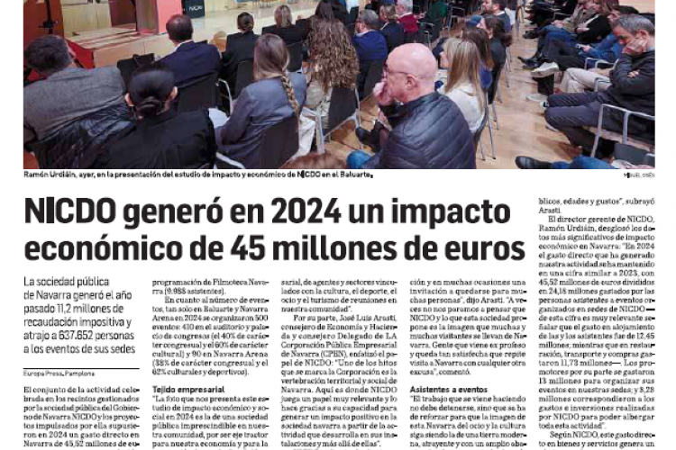 Fotografía del pantallazo de la noticia en la edición impresa del Diario de Navarra