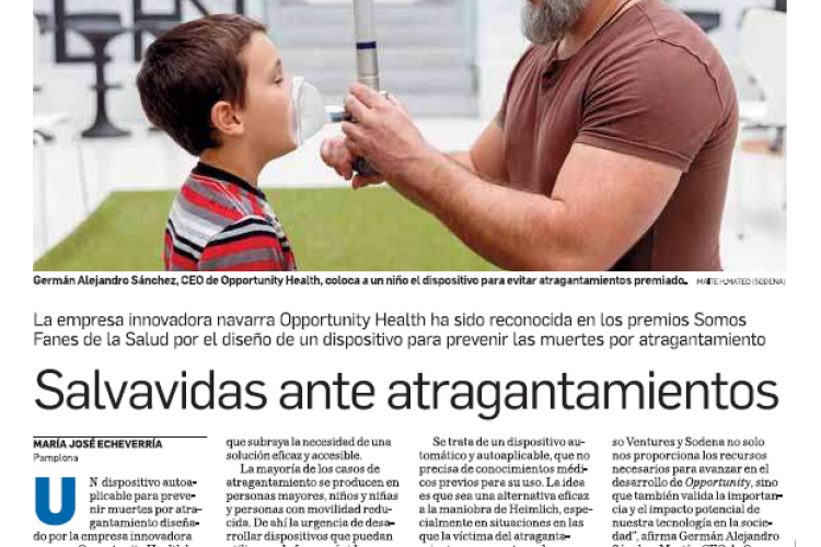 Fotografía del pantallazo de la noticia en la edición impresa de Diario de Navarra