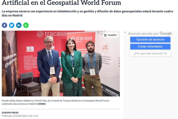 Fotografía del pantallazo de la noticia en la edición online de Diario de Navarra