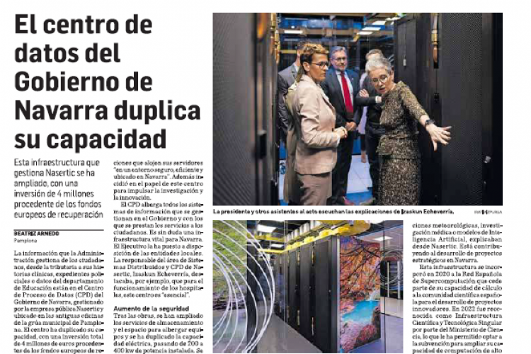 Fotografía del pantallazo de la noticia en la edición impresa de Diario de Navarra