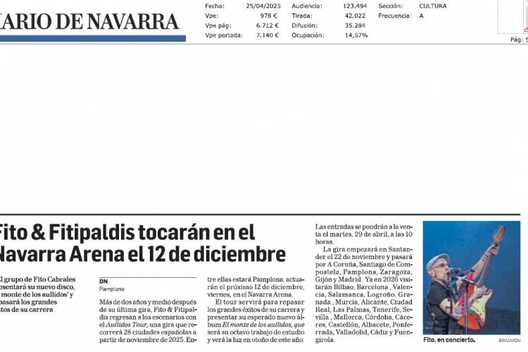 Fotografía del pantallazo de la noticia en la edición impresa de Diario de Navarra