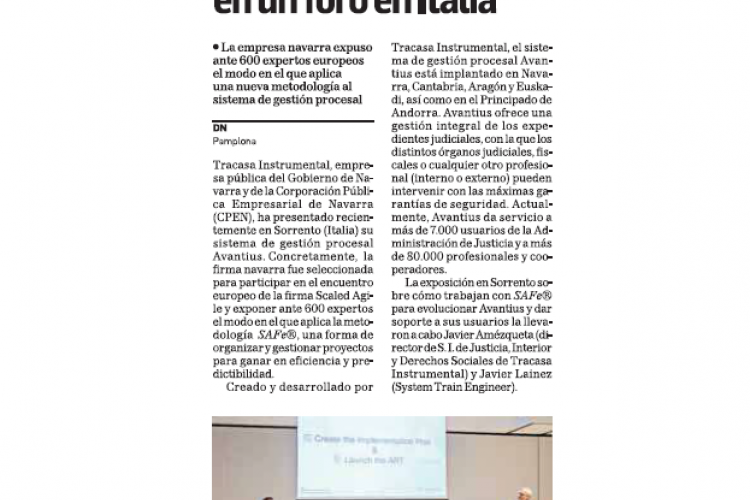 Fotografía del pantallazo de la noticia en la edición impresa de Diario de Navarra