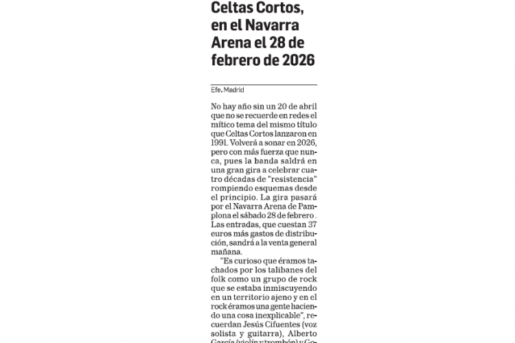 Fotografía del pantallazo de la noticia en la edición impresa de Diario de Navarra