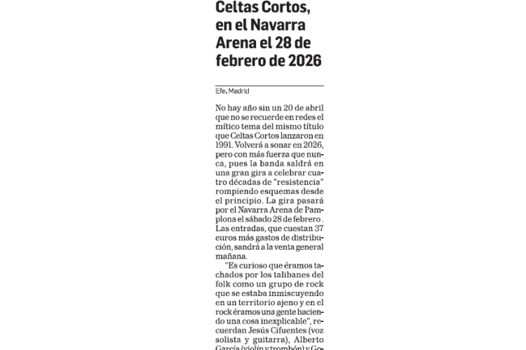 Fotografía del pantallazo de la noticia en la edición impresa de Diario de Navarra