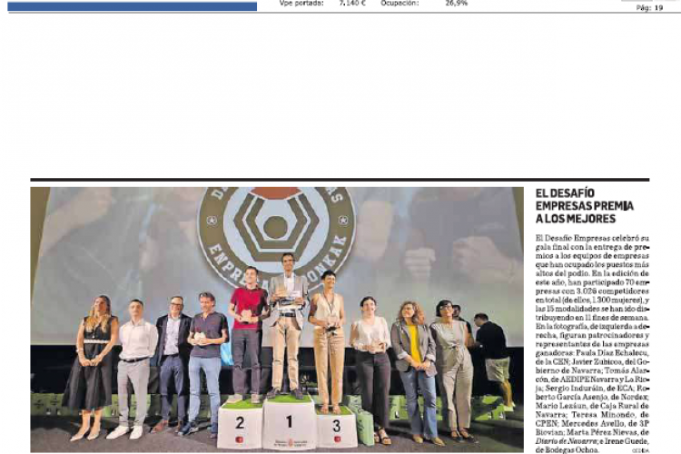 Fotografía del pantallazo de la noticia en la edición impresa del Diario de Navarra