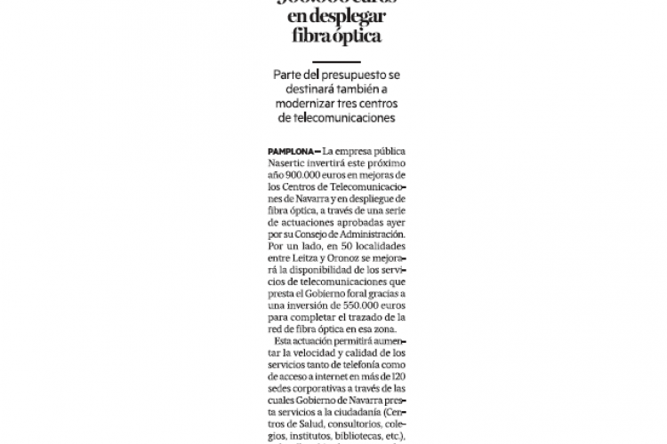 Fotografía del pantallazo de la noticia en la edición impresa del Diario de Noticias 