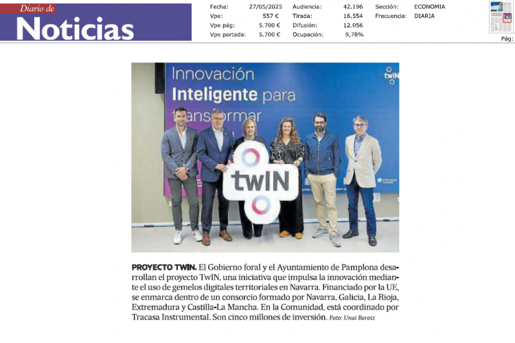 Fotografía del pantallazo de la noticia en la edición impresa del Diario de Noticias