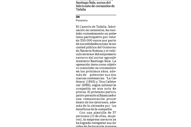 Fotografía del pantallazo de la noticia en la edición impresa del Diario de Navarra
