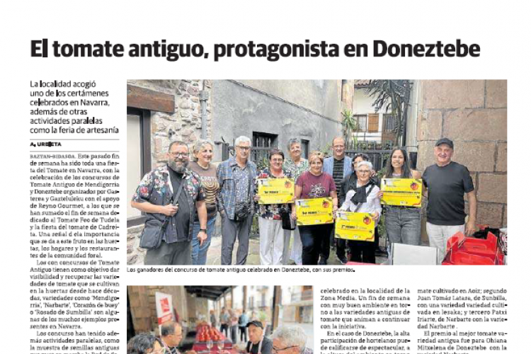Fotografía del pantallazo de la noticia en la edición impresa del Diario Vasco