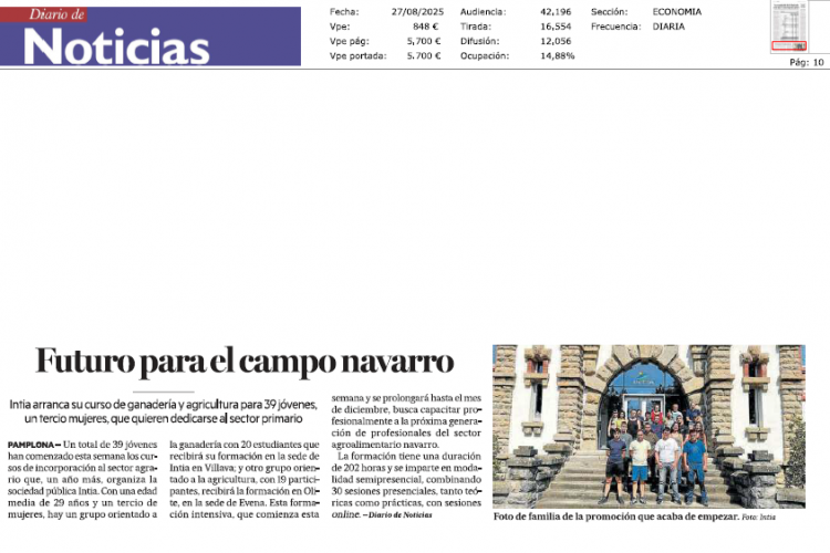 Fotografía del pantallazo de la noticia en la edición impresa del Diario de Noticias