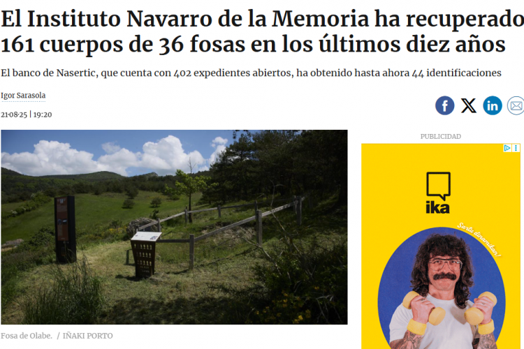 Fotografía del pantallazo de la noticia en la edición online del Diario de Noticias