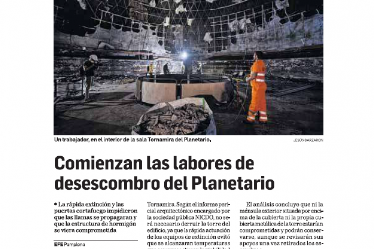 Fotografía del pantallazo de la noticia en la edición impresa del Diario de Navarra