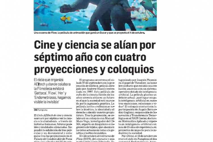 Fotografía del pantallazo de la noticia en la edición impresa del Diario de Navarra