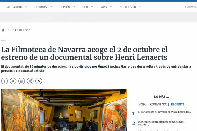 Noticia en la edición online del Diario de Navarra