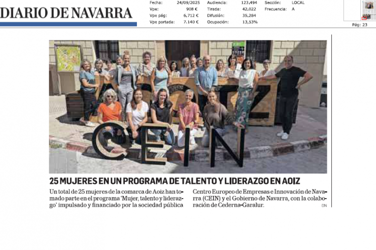 Fotografía del pantallazo de la noticia en la edición impresa del Diario de Navarra