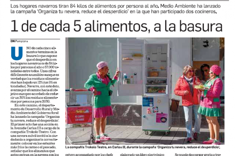 Fotografía del pantallazo de la noticia en la edición impresa del Diario de Navarra