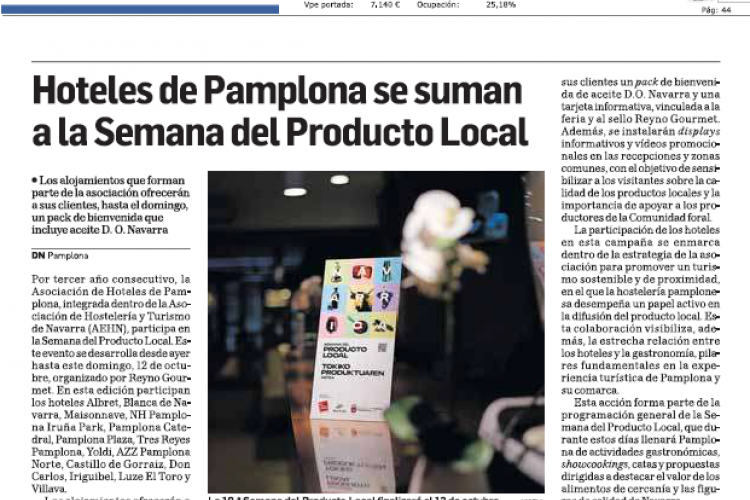 Fotografía del pantallazo de la noticia en la edición impresa del Diario de Navarra
