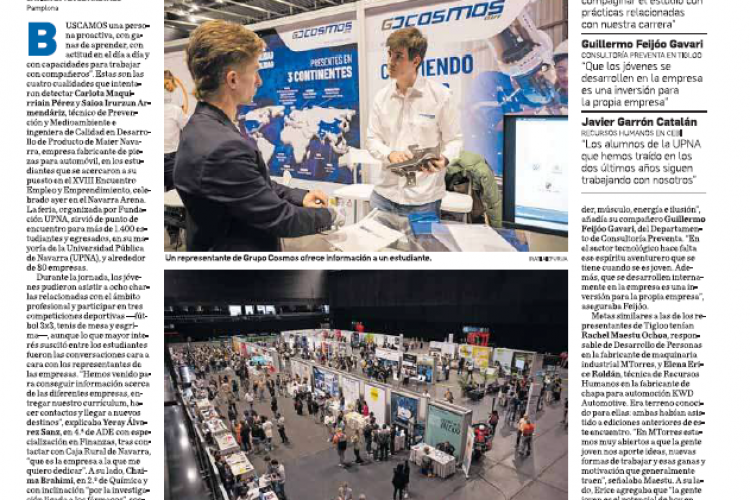 Fotografía del pantallazo de la noticia en la edición impresa del Diario de Navarra